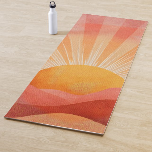Pink and Orange Boho Sunrise Yoga Mat (In Situ)