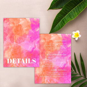Pink and Orange Bold Minimal Wedding Details Enclosure Card