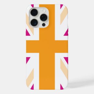 Pink and Orange British Flag iPhone 15 Pro Max Case