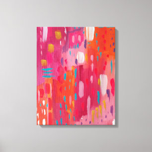 Pink and Orange Brush Marks Abstract  Canvas Print