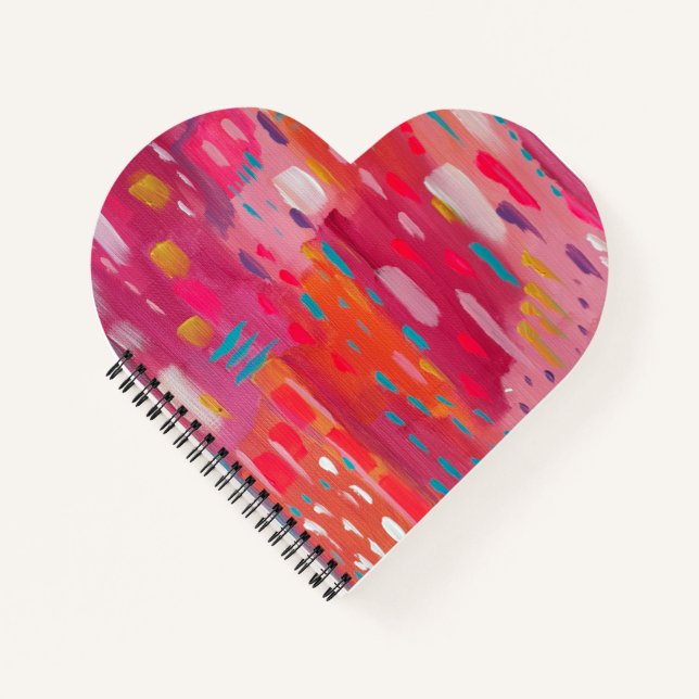 Pink and Orange Brush Marks Abstract  Notebook (Front)