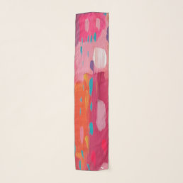 Pink and Orange Brush Marks Abstract Scarf