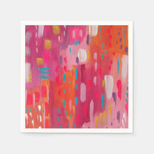 Pink and Orange Brush Marks Napkins