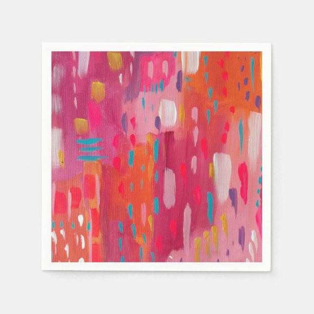 Pink and Orange Brush Marks  Napkins (Front)