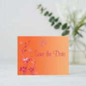 Pink and Orange Butterflies Save the Date Postcard (Standing Front)