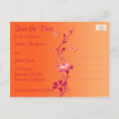 Pink and Orange Butterflies Save the Date Postcard (Back)