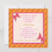 Pink and Orange Butterfly Sweet 16 PHOTO Invite (Back)