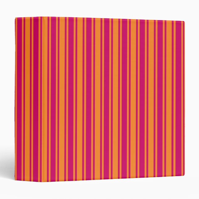 Pink and orange candy stripes 3 ring binder (Front/Spine)