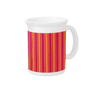 Pink and orange candy stripes beverage pitcher