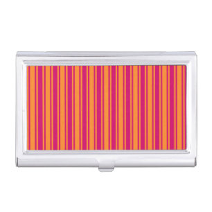 Pink and orange candy stripes business card case