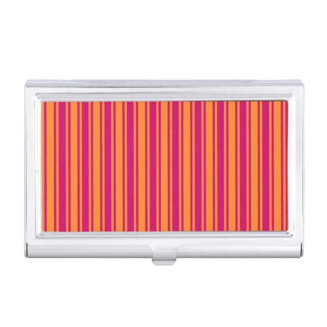 Pink and orange candy stripes business card case (Front)