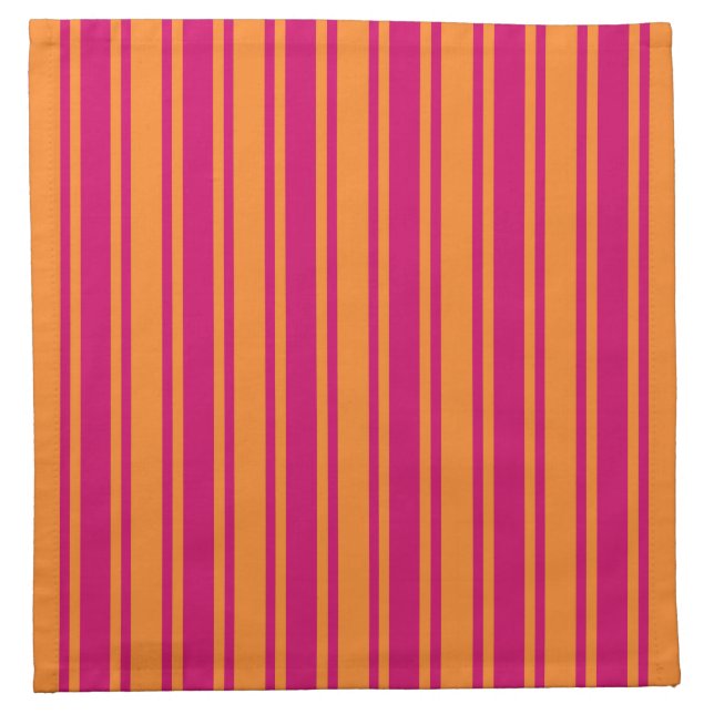 Pink and orange candy stripes cloth napkin (Front)