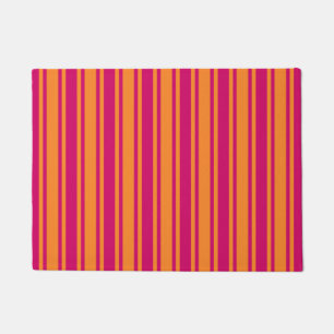Pink and orange candy stripes doormat