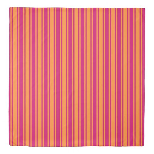 Pink and orange candy stripes duvet cover