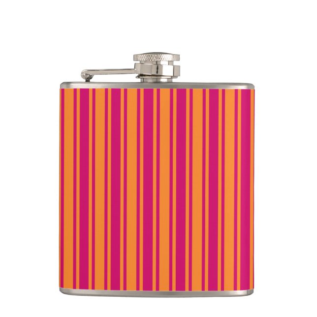 Pink and orange candy stripes flask (Front)