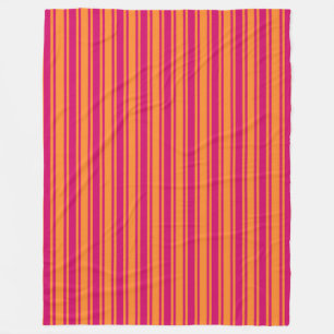 Pink and orange candy stripes fleece blanket