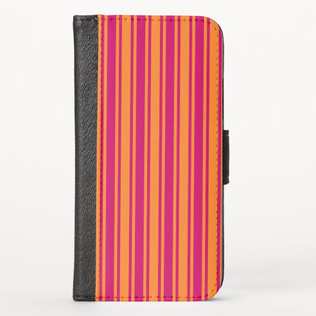 Pink and orange candy stripes iPhone wallet case (Front)
