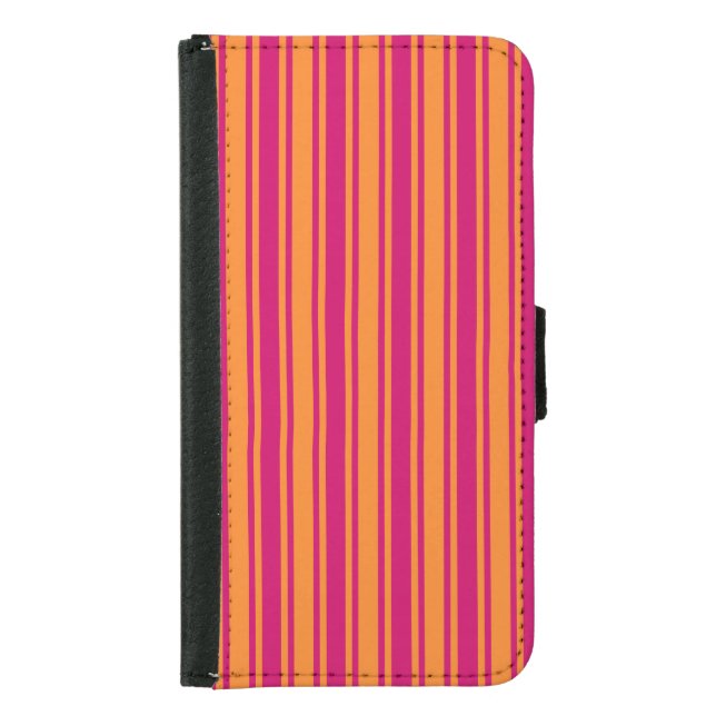 Pink and orange candy stripes iPhone wallet case (Front)