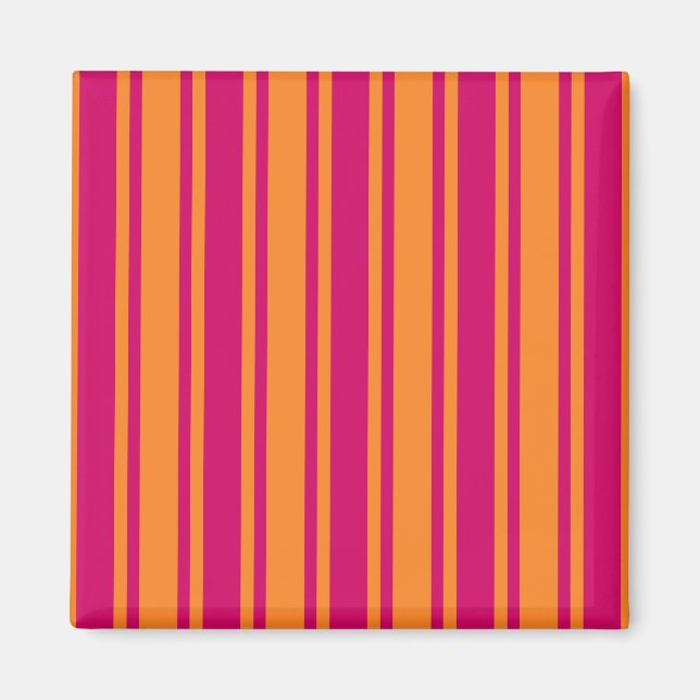 Pink and orange candy stripes magnet (Front)