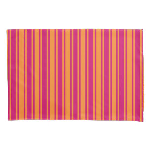 Pink and orange candy stripes pillow case