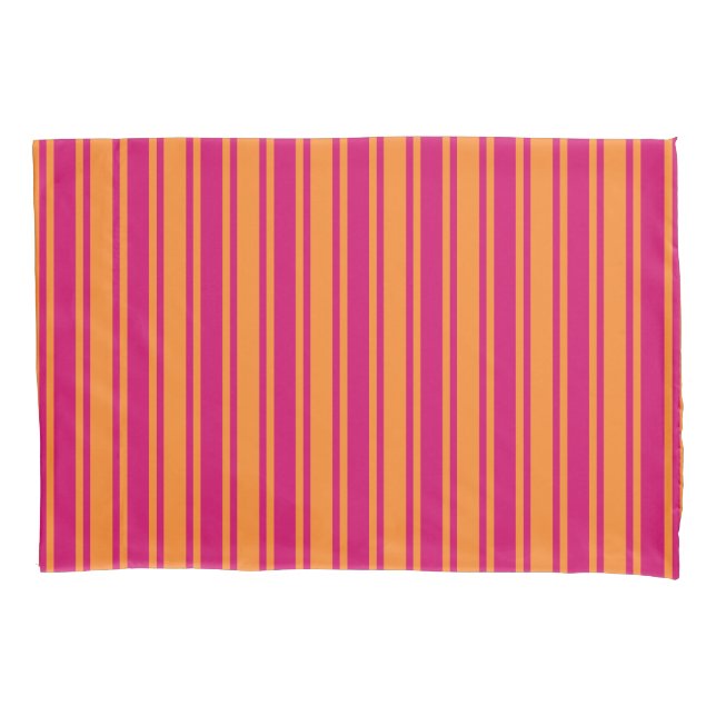 Pink and orange candy stripes pillow case (Front)