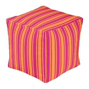 Pink and orange candy stripes pouf