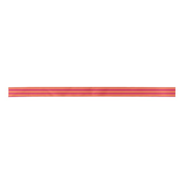 Pink and orange candy stripes satin ribbon (Front)