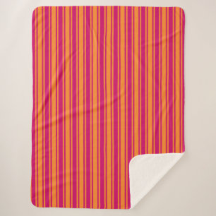 Pink and orange candy stripes sherpa blanket