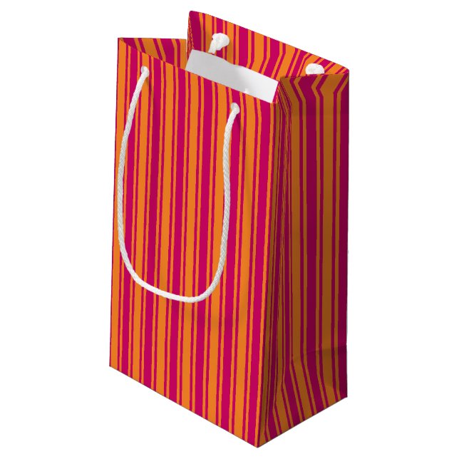 Pink and orange candy stripes small gift bag (Back Angled)