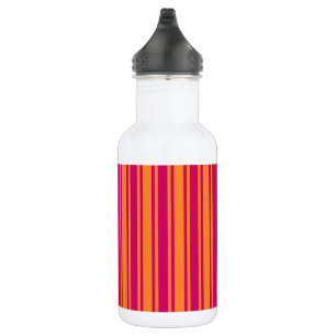Pink and orange candy stripes stainless steel water bottle