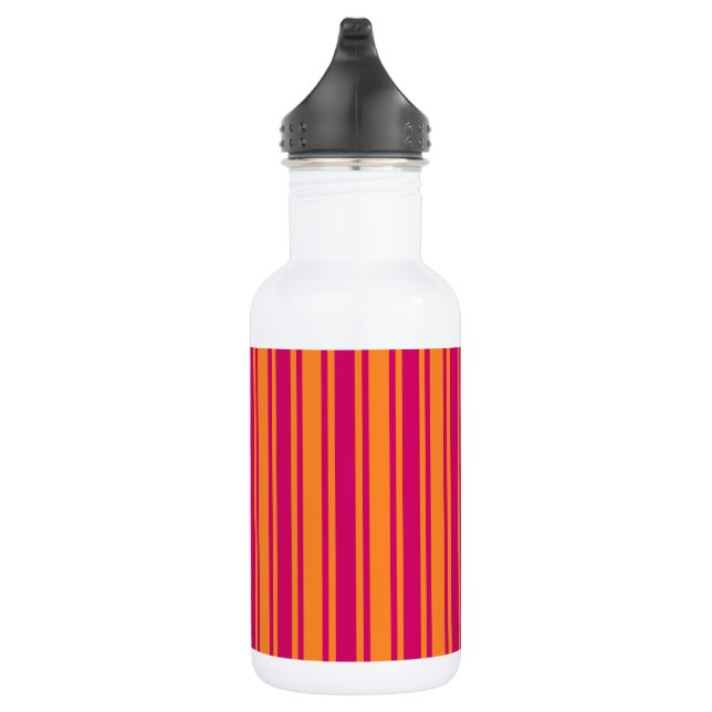 Pink and orange candy stripes stainless steel water bottle (Right)