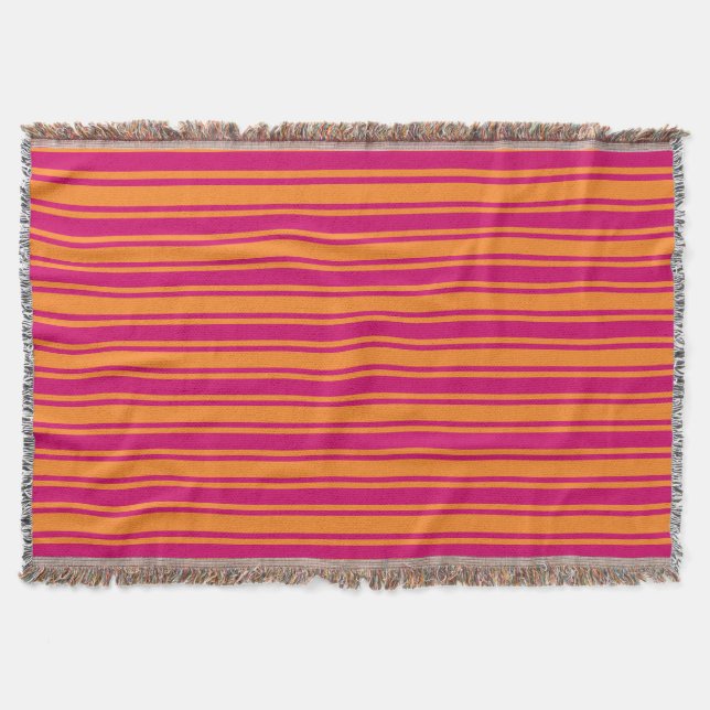Pink and orange candy stripes throw blanket (Front)