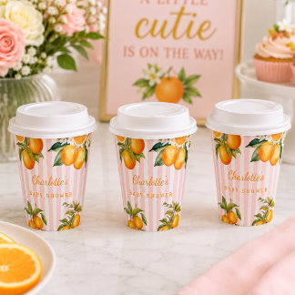 Pink and Orange Citrus Baby shower  Paper Cups