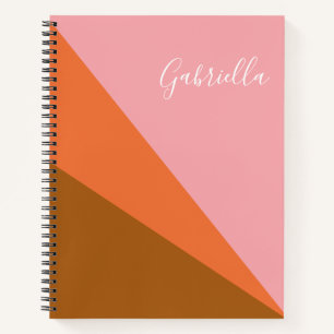 Pink and Orange Color Block Geometric Personalized Notebook
