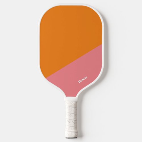 Pink And Orange Color Block With Name Pickleball Paddle