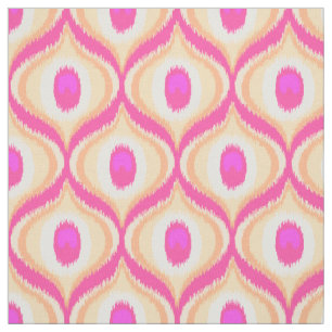 Pink and orange color moroccan ikat design fabric