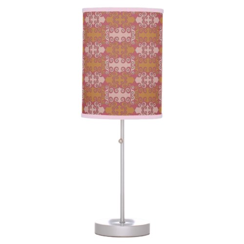 Pink and Orange Curly Print Table Lamp