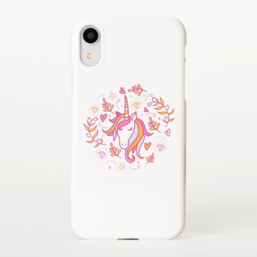 Pink and Orange Cute Unicorn  iPhone XR Case