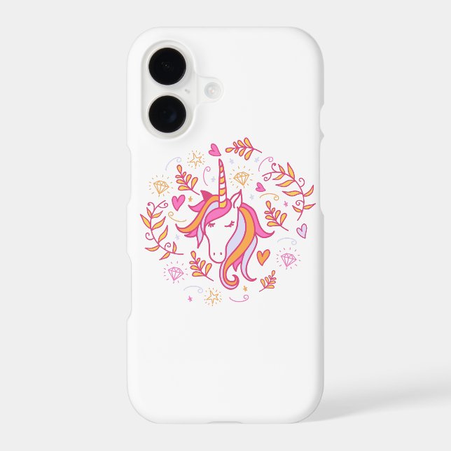 Pink and Orange Cute Unicorn  iPhone Case (Back)
