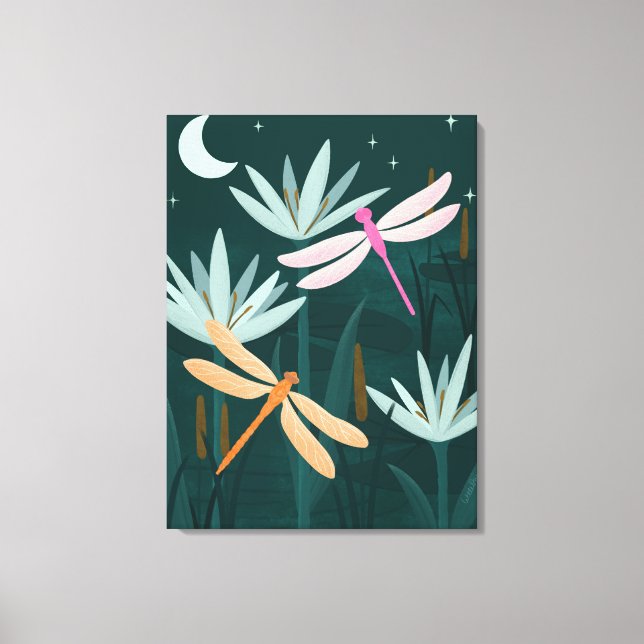 Pink and Orange Dragonflies Wall Art - Canvas (Front)