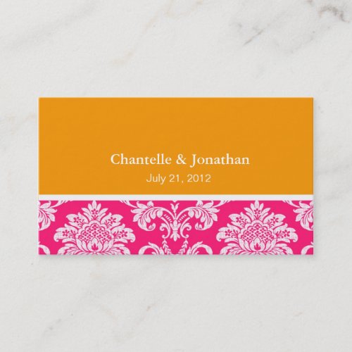 Pink and Orange Elegant Damask Business Card