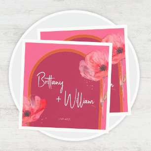 Pink and Orange Floral Bloom Vibrant Napkins