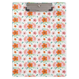 Pink and orange floral bouquet patterned clipboard