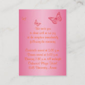 Pink and Orange Floral Butterflies Reception Card (Back)
