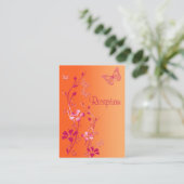 Pink and Orange Floral Butterflies Reception Card (Standing Front)