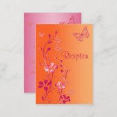 Pink and Orange Floral Butterflies Reception Card (Front/Back)