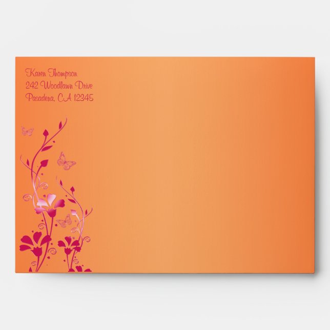 Pink and Orange Floral Envelope for 5"x7" Sizes (Front)