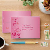 Pink and Orange Floral Envelope for Reply Card (Desk)