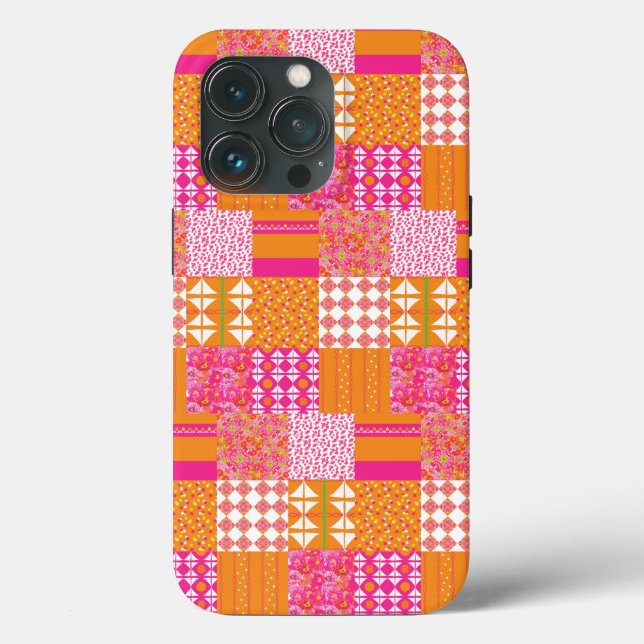 Pink and orange floral patchwork Phone cover (Back)
