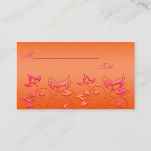 Customizable Pink and Orange Floral Placecards Business Card Templates